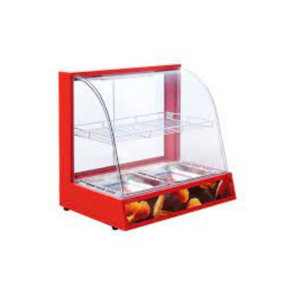 VITRINA CALIENTE SOBRE MOSTRADOR DE CRISTAL CURVO