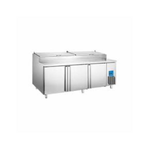 MESA PARA PREPARACIÓN DE PIZZAS DE 3 PUERTAS DE 770 LTS
